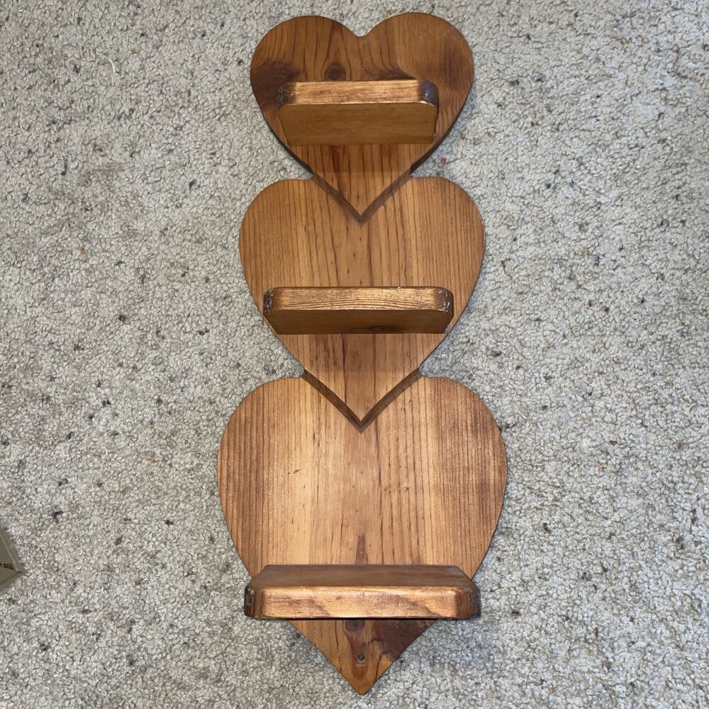 Wood heart shelf vintage Rustic Country cottage core granny farmhouse